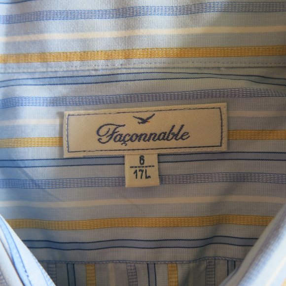 Faconnable Multi Color Stripe Button Down Long Sleeve Shirt - Size 6/17L - Picture 5 of 6